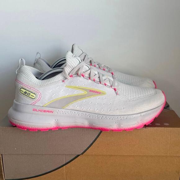 Brooks Glycerin Stealthfit 20 Pink/White Women Running Sneakers - SZ 9.5 - Picture 2 of 14